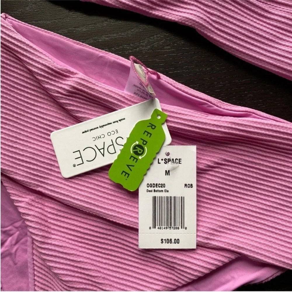 NWT L*SPACE Desi Ribbed Bikini Bottom Rosebud (Light/Barbie Pink)
